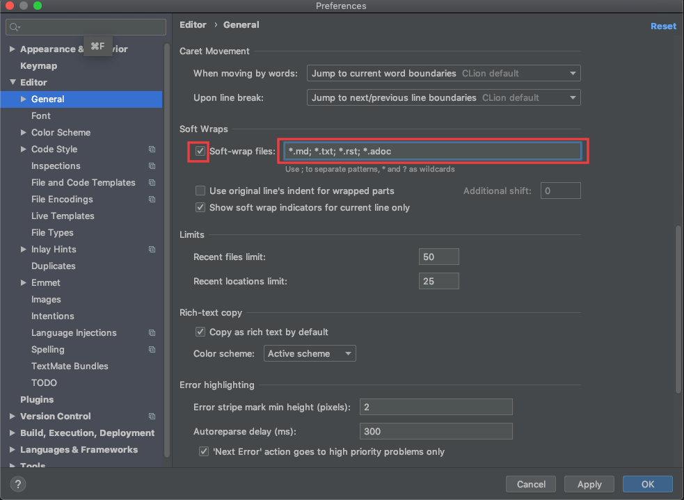 webstorm linux line end