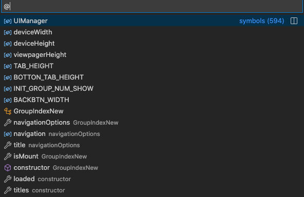 Visual Studio Code method list