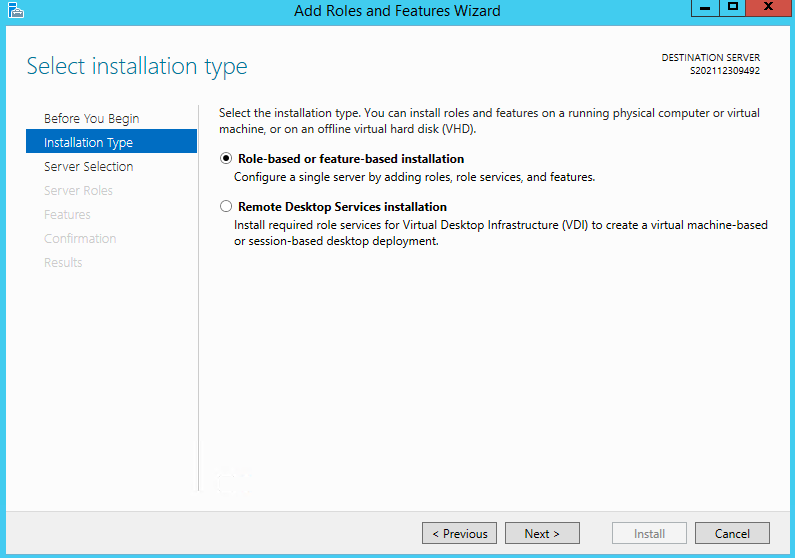 Check Role-based or feature-based installation